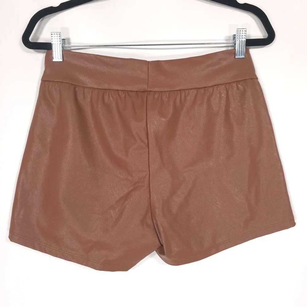 Commando Women's MEDIUM Cocoa Brown‎ Faux Leather Relaxed Shorts MADE IN USA🇺🇸